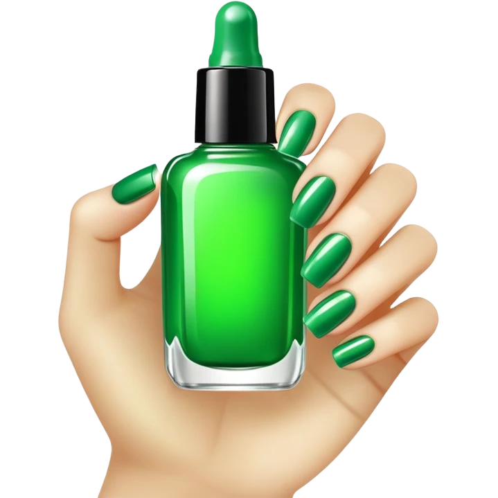 Green nails with gel bottle  emoji