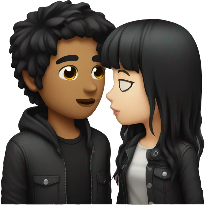 Black haired emo couple kissing  emoji