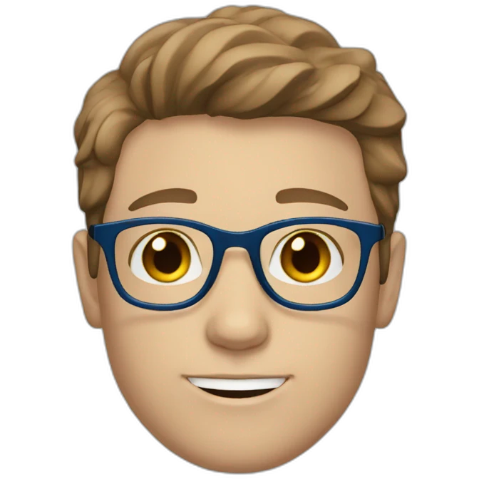 White boy brown hair blue eyes glasses emoji