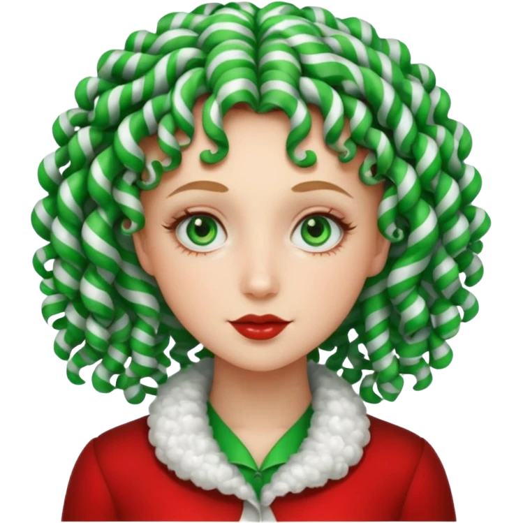 girl with curly hair made out of peppermint emoji