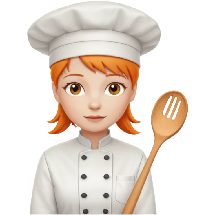 Una chef, pelinaranja de pelo lacio emoji
