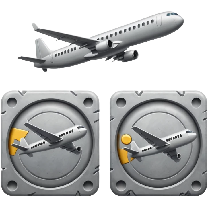 Two large grey rectangle with a plane flying in their direction emoji