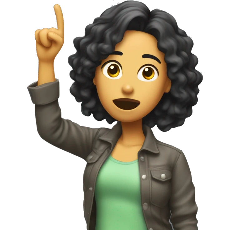 Chica morena con pelo largo haciendo el dab emoji