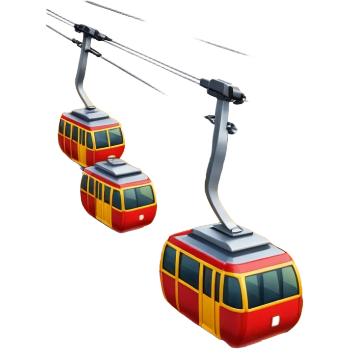 modern cable car, red and yellow cabins emoji