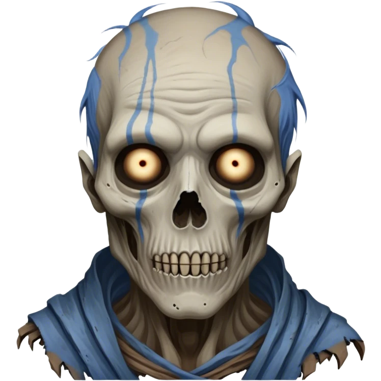 Cinematic Realistic WoW undead civilian Portrait, depicted with decayed yet noble features, his weathered, pallid skin etched with ghostly blue veins and ancient scars. Clad in modest, tattered attire in muted browns and greys that remain consistently rugged, his hollow eyes burn with determined defiance. Rendered with lifelike texture and dramatic natural lighting, high shine, noble and resilient, capturing the stoic spirit of an undead veteran of Azeroth. emoji