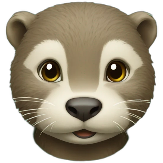 Otter in green sweater with capital M emoji