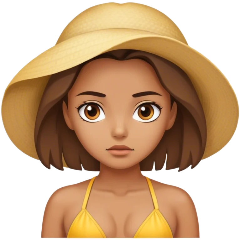 girl in bikini at beach serious face emoji