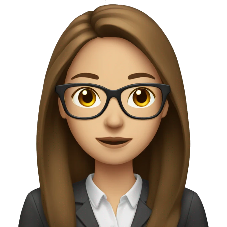 Female teacher long brown hair glasses emoji