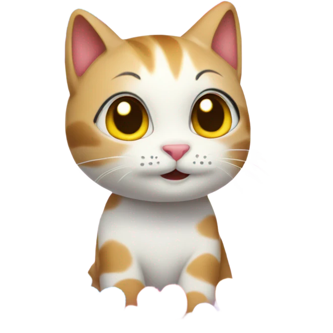 Kitty cat with hearts emoji
