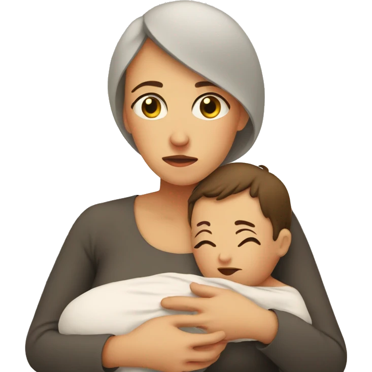 European sad mother with newborn emoji