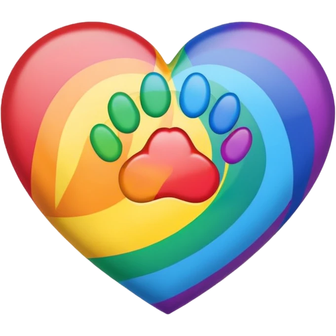 rainbow pride heart with a paw print on top, no text emoji