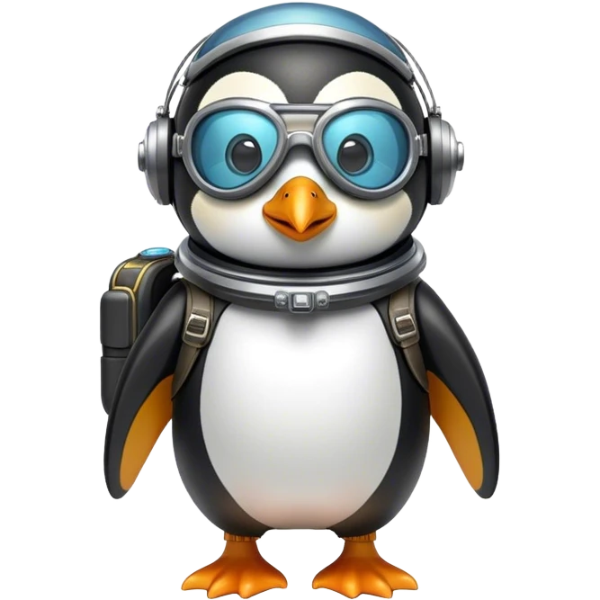 Penguin with jetpack and aviator glasses emoji
