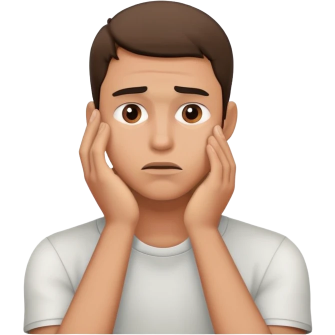 disappointed young man with hand on face emoji