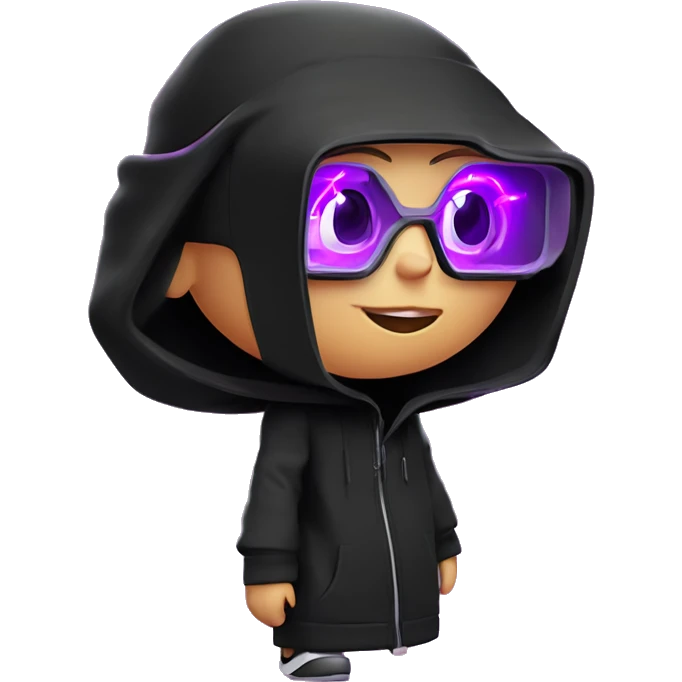Russian girl wearing black hoody with violet letters "OMG", in vr headset oculus quest2. Standing like jedi. Cyberpunk style. Violet neon. emoji
