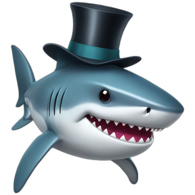 Shark with a top hat emoji