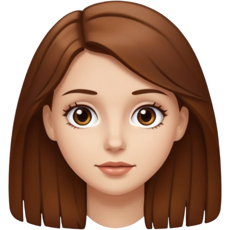 chica blanca con cabello y ojos cafes, cabello un poquito mas claro y mas largo y los ojos mas oscuritos pero no tanto emoji