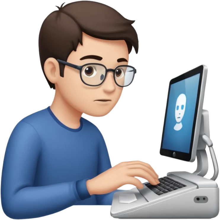 man uploading a file on a computer emoji
