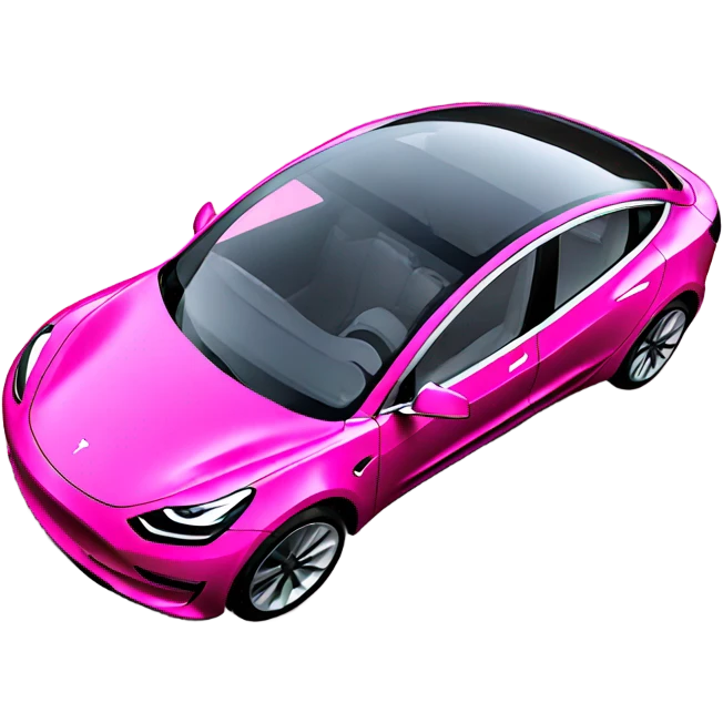 intensive Pink color Tesla model 3 emoji