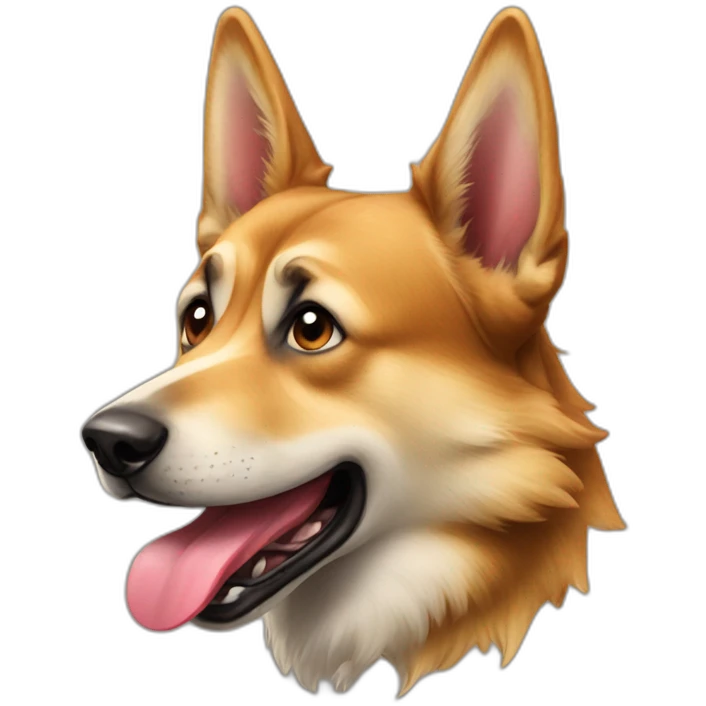 Crazy alsatian with the tongue outside emoji