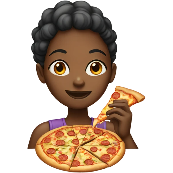 Black girl eating pizza emoji