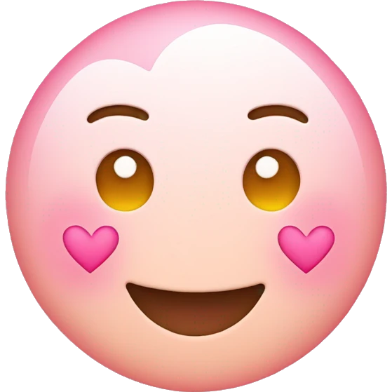 Smile Emoji with three pink hearts emoji