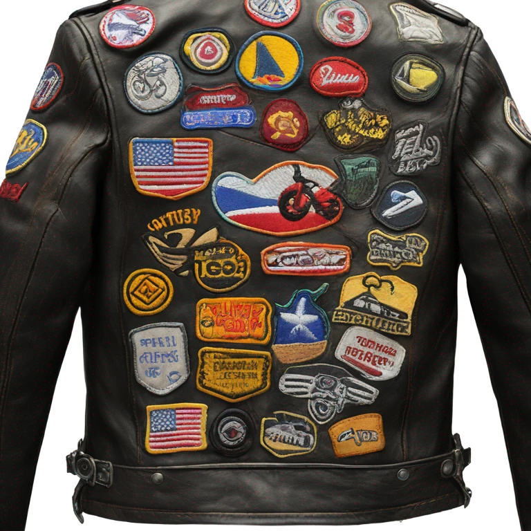the back of a leather motorcycle jacket emoji