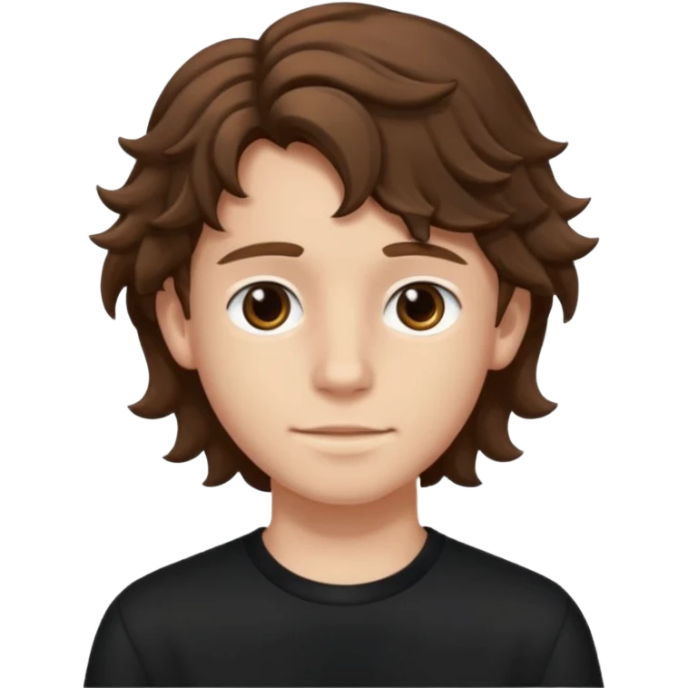 Menino de 15 anos de cabelo ondulado e roupa preta  emoji