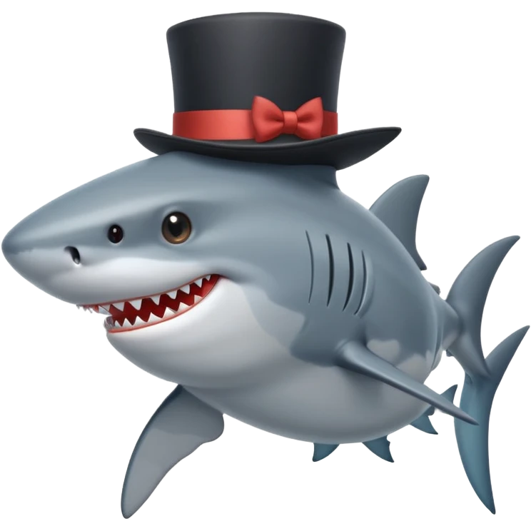 Shark with a top hat emoji