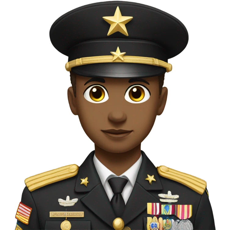 Young light skin four star general  emoji