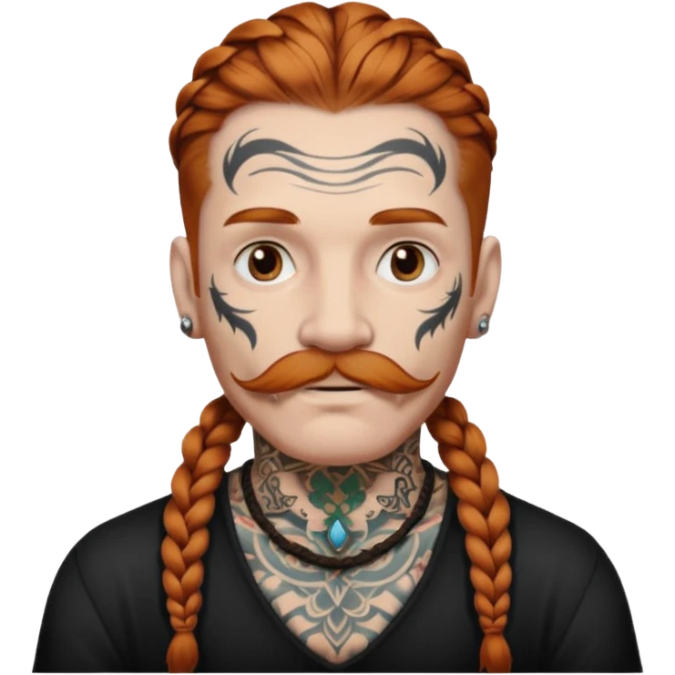 white color mstache dark ginger braids man very white mustache old very tattoed with the whitest mustache ever emoji