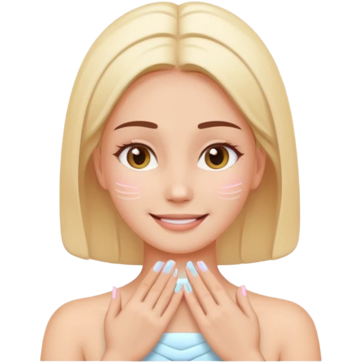 woman receiving gentle facial massage, calm expression, pastel colors, spa atmosphere, emoji style emoji