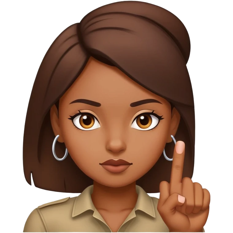 Brown skin girl with middle finger up emoji