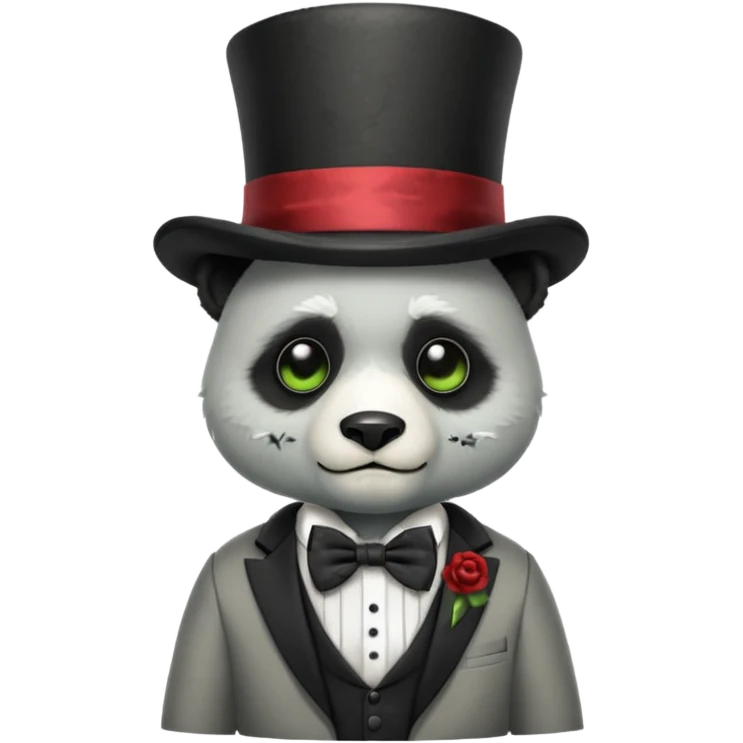 zombie panda with bow tie and top hat emoji