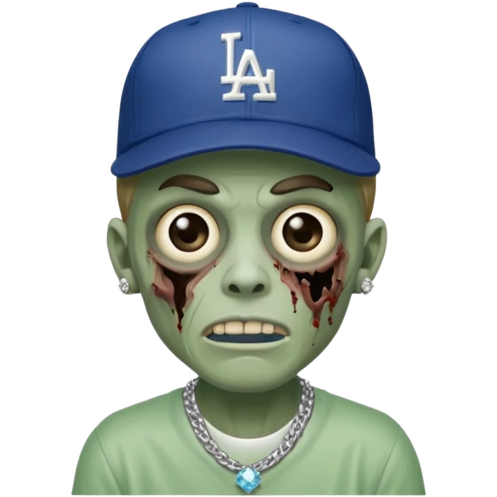 Zombie con gorra de los Dodgers y cadena con diamantes  emoji