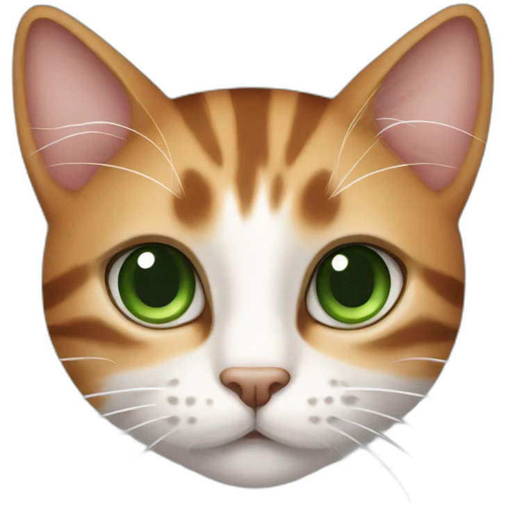 a cinnamon and white striped cat with green eyes emoji
