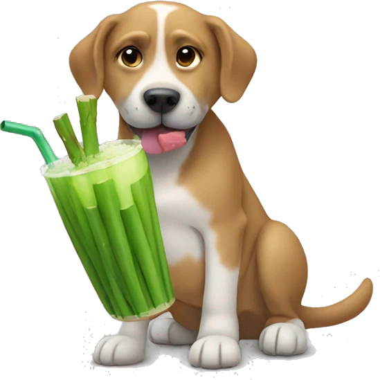 Dog drinking sugarcane juice emoji