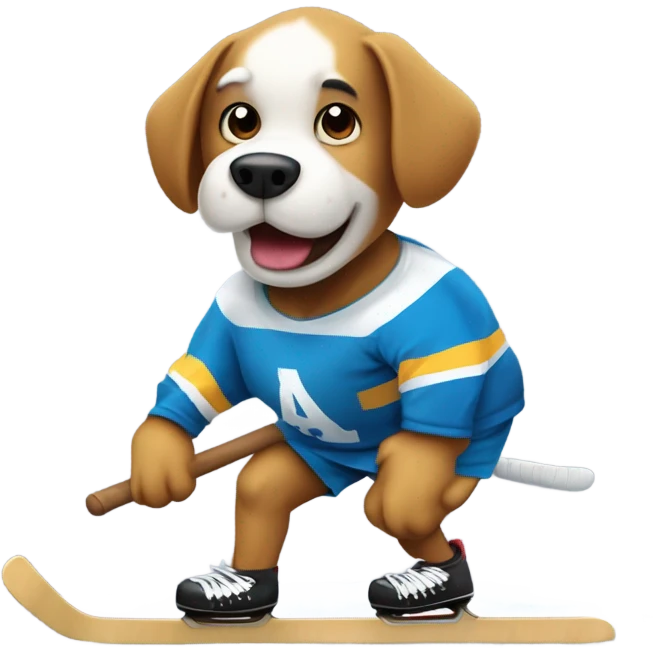 Dog playing hockey  emoji