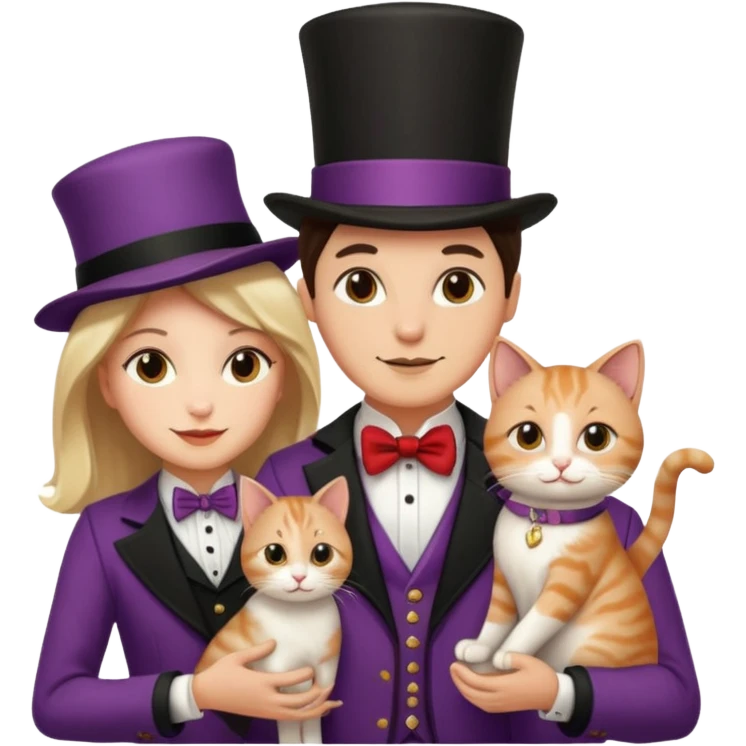 magician couple and their pet cat emoji