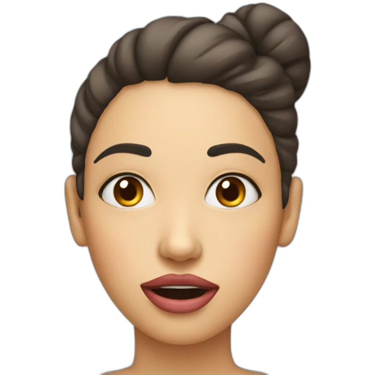 A woman with eye up with tongue stuck out while blushing emoji