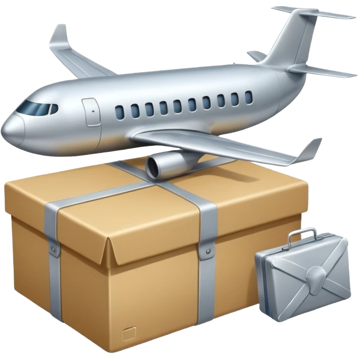 Un avión con cabeza de caja emoji