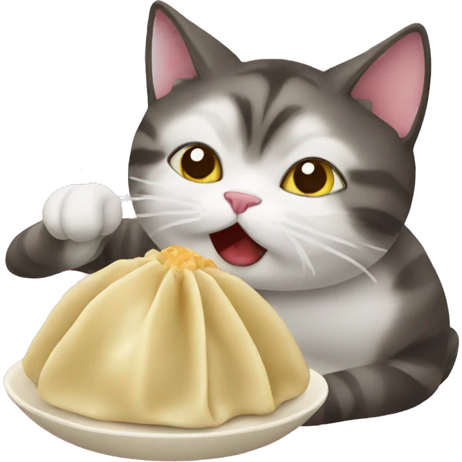 cat eating a dumpling emoji