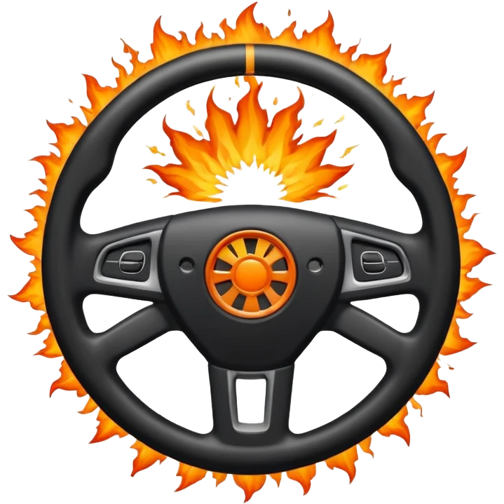 a car steering wheel with an explosion in the center emoji