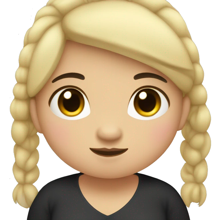 little overweight asian girl with black pony hair, from shoulders emoji