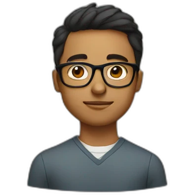 Young man wearing glasses and thinking emoji