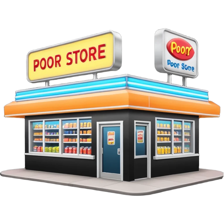 Convenience store named poor store and more emoji