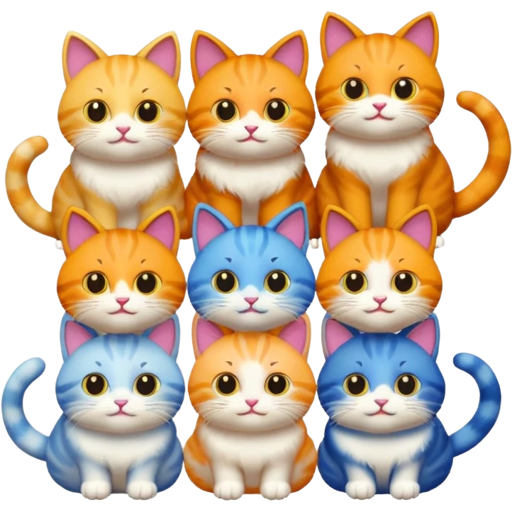 6 different colour cats emoji