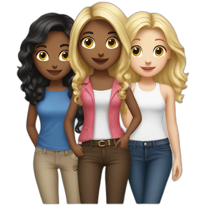group of 6 girls friends, 3 blondes, 3 brunettes emoji