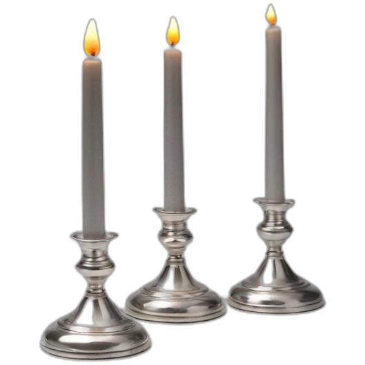 2 large and another small shabbat candles in silver candlesticks  emoji