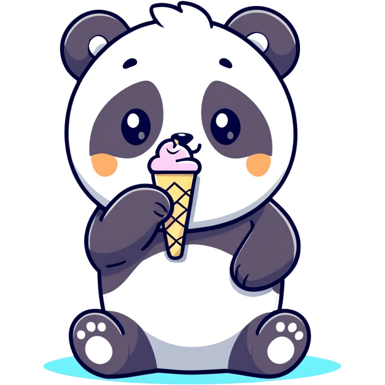 Panda eating ice cream emoji