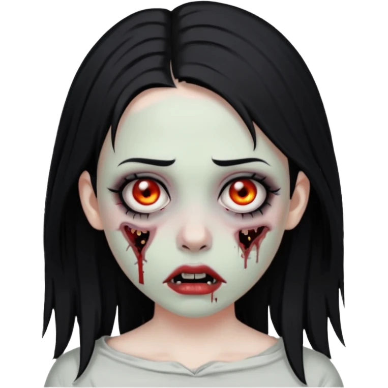 Zombie girl with a septum piercing black hair emoji